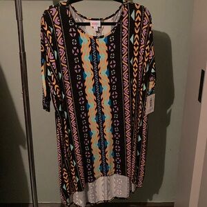 Lularoe black with designs large Irma shirt
